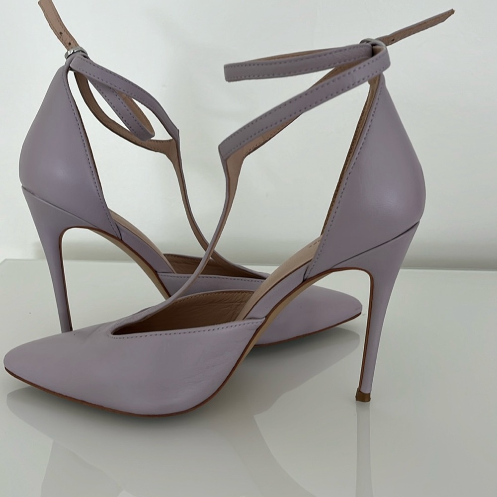 Lavender something Navy T-strap heels
